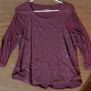 Croft & Barrow Burgundy Lace Blouse